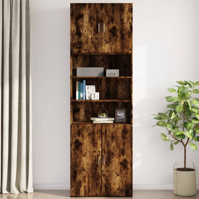 vidaXL - Wandkast - 80x42,5x64 - cm - bewerkt - hout - gerookt - eikenkleurig