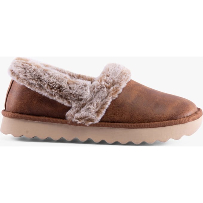 Skechers Cozy Up Polyester Dames Chestnut Slippers
