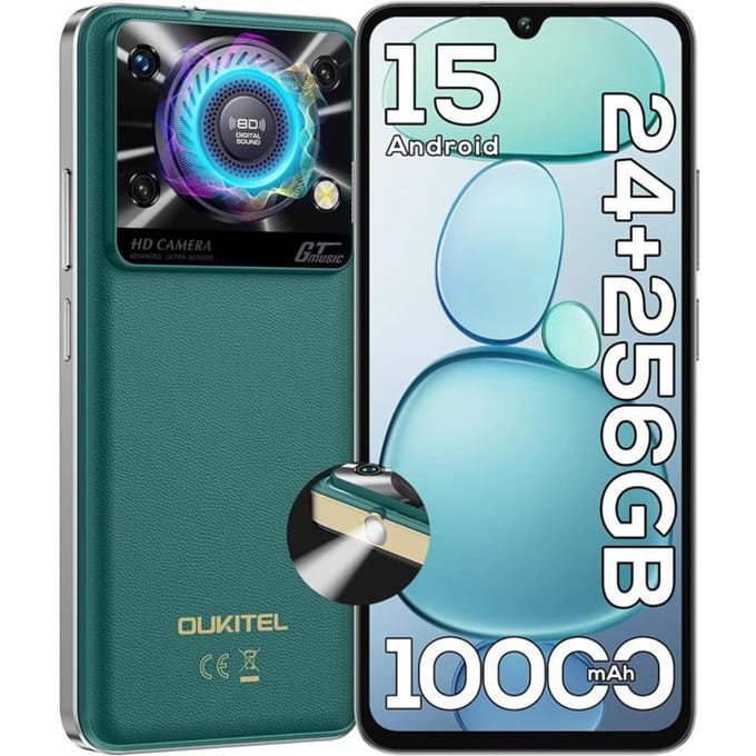 A70 Telephone Portable Écran 6.6  120Hz 12GO+256GO Batterie 5000mAh Smartphone 13MP Caméra Telephone Android 13 Double SIM/NFC Vert orange