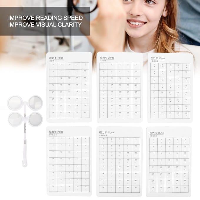 Optische Flipper Verstelbaar Optometrie Plastic Flip 6 stuks met Visuele Kaart Optisch Instrument +/-200 white