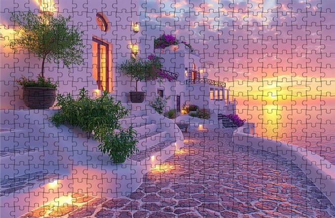 Architectuur Puzzel - Houten Legpuzzel - Ontspanning Thuis - 4000 Stukjes - 90x140 cm - Zonsondergang