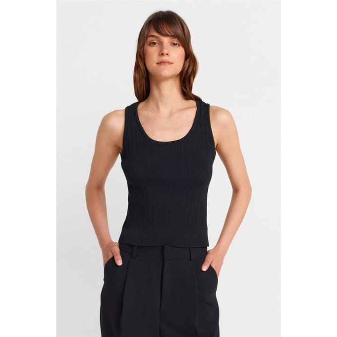 Geribbelde Mouwloze Slim-fit Blouse