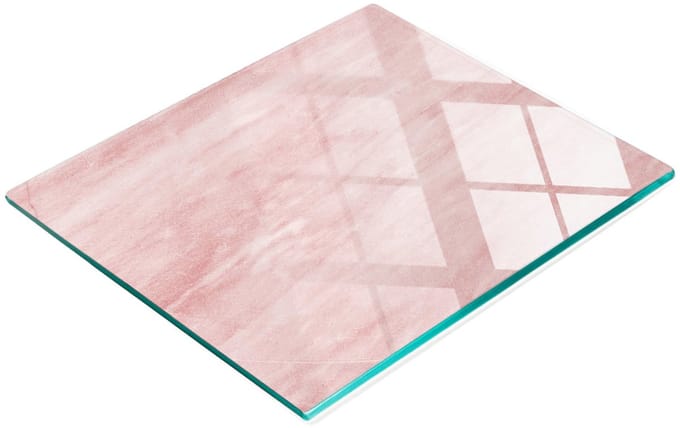 Keukenplank van gehard glas met decoratieve afbeeldingen, roze marmerlook, 60x52 cm