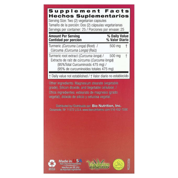 Kurkuma Curcumine, Plantaardige Capsules 50
