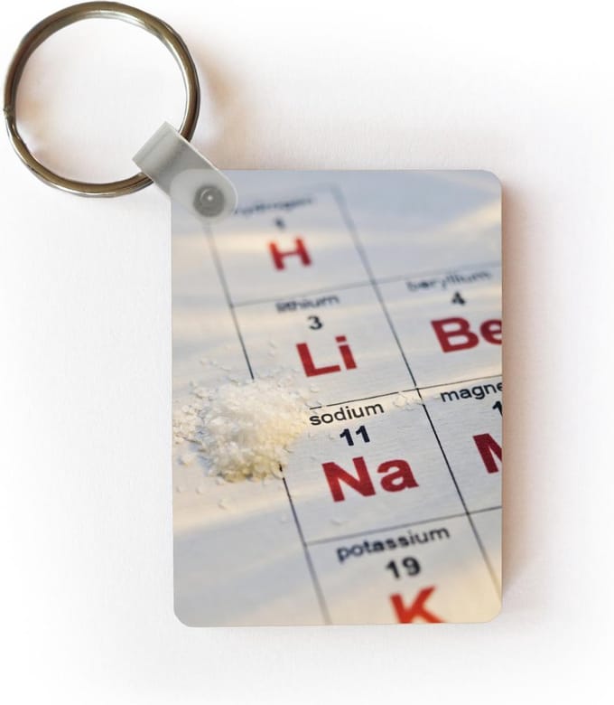 Sleutelhanger - Periodiek systeem met zout - Uitdeelcadeautjes - Plastic