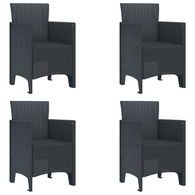 vidaXL Tuinstoel 4 pcs Antraciet 53 x 49 x 85 cm Polypropyleen