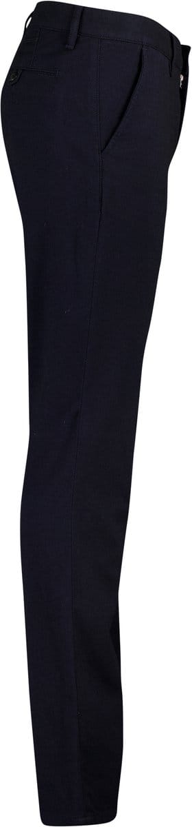 Broek effen donkerblauw slim fit katoen effen