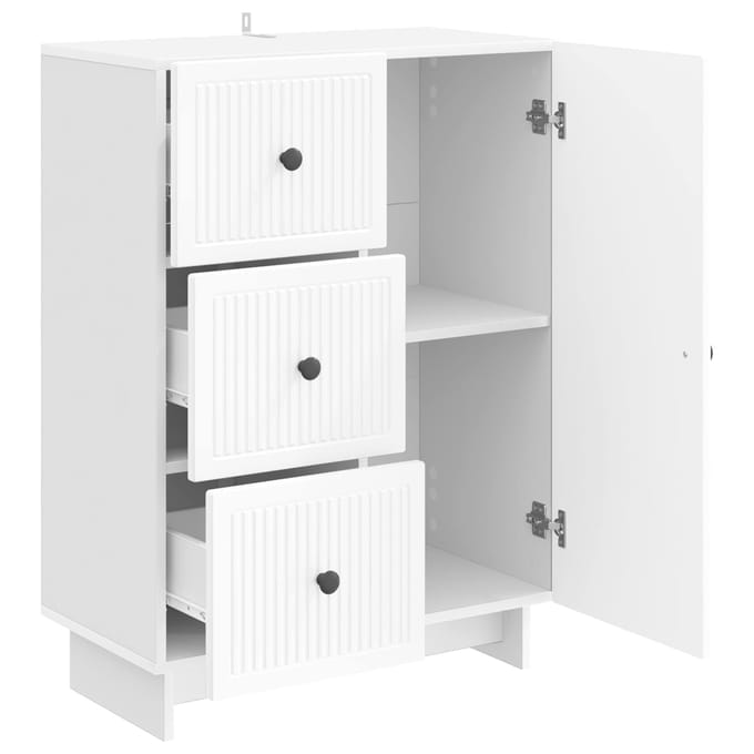 vidaXL - Dressoir - met - lade - Hoogglans - Wit - 66 - x - 34,5 - x - 90 - cm - Bewerkt - hout