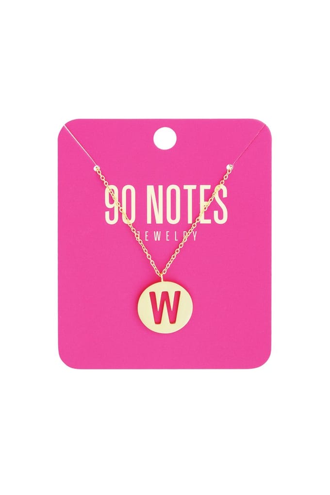 90 NOTES - Initial Ketting - Letter W - goudkleurig