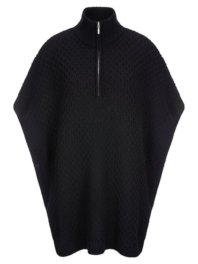 Gebreide poncho Van Anna Aura zwart