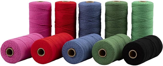 Macramé koord, L: 315 M, dikte 1 mm, Dunne kwaliteit 12/12, sterke kleuren, 10x220 gr