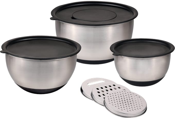 Mengkom, set van 3 stuks, deksel, inclusief 3 raspjes