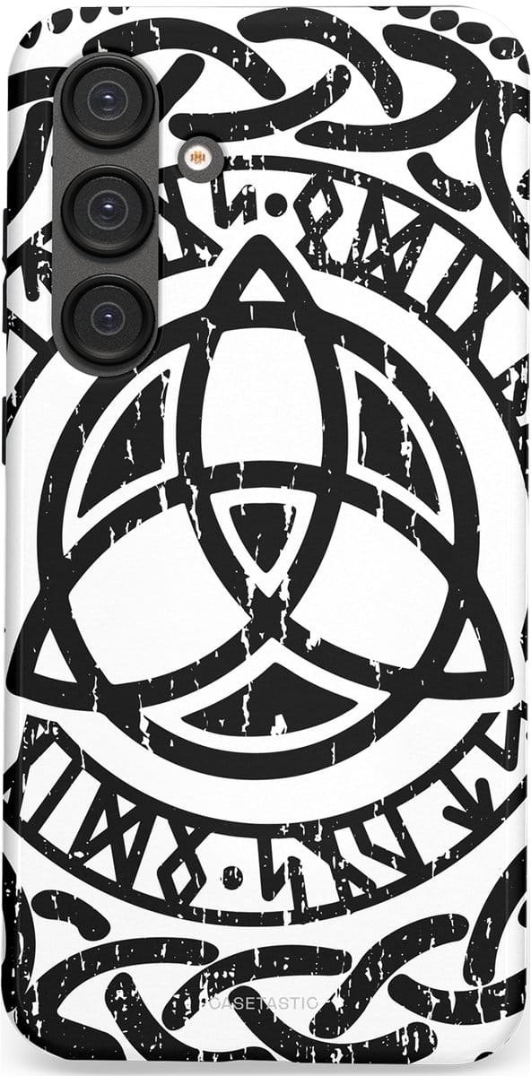 Casetastic hoesje geschikt voor Samsung Galaxy S25 Plus - Dubbellaagse bescherming - Valhalla eer - Fashion Case - Wit Zwart Grijs