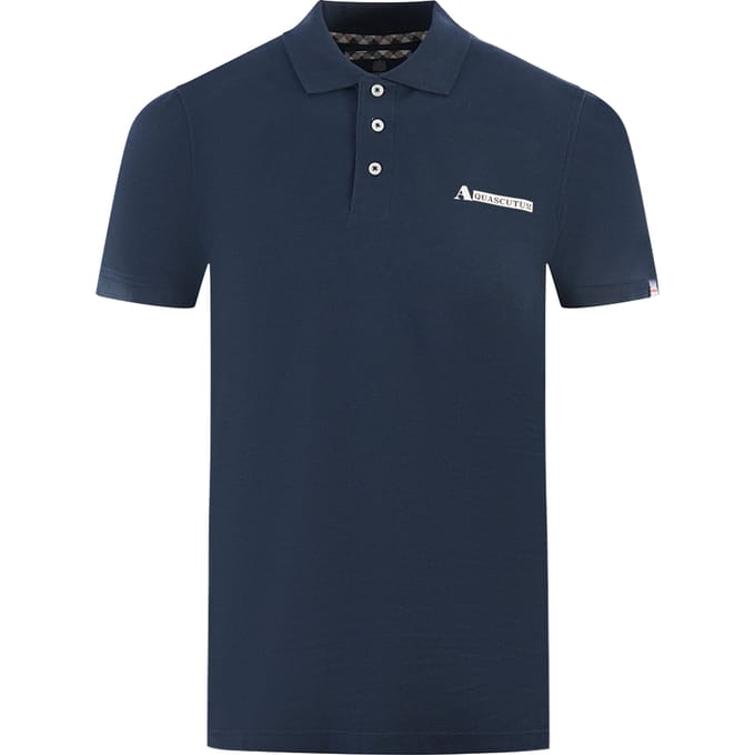 Aquascutum Boxed Logo Navy Blue Polo Shirt