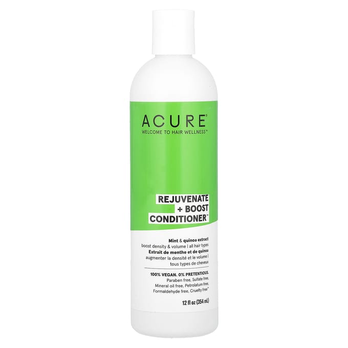 ACURE, Rejuvenate + Boost Conditioner, suitable for all hair types, mint and quinoa extract, 12 fl oz (354 ml) green