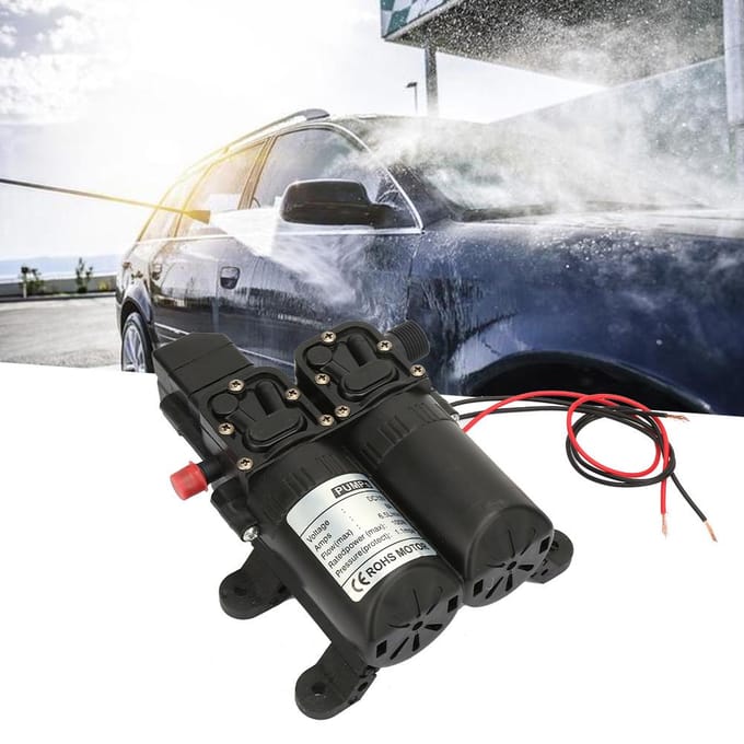 Dubbelzuigende elektrische zelfaanzuigende membraanwaterpomp 12V 100W(zwart)