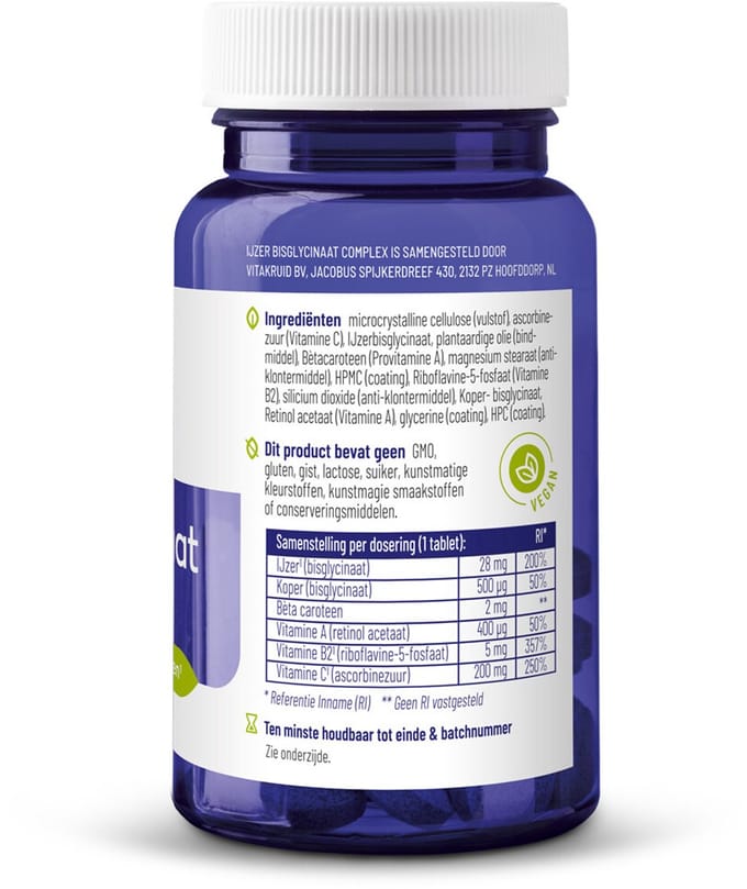 Vitakruid - IJzer Bisglycinaat Complex - 2 x 90 tabletten - Voordeelverpakking