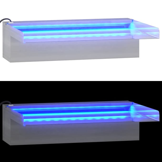 vidaXL - Watervaloverlaat - met - RGB - LED's - 30 - cm - roestvrij - staal