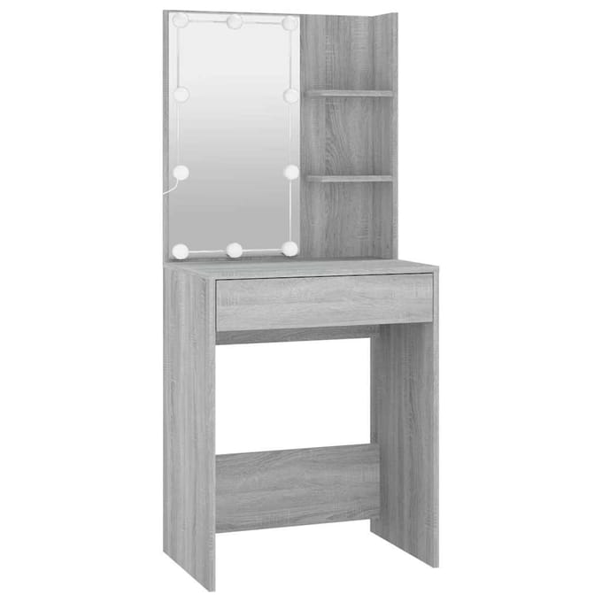 vidaXL - Kaptafel - met - LED-verlichting - 60x40x140 - cm - grijs - sonoma - eiken