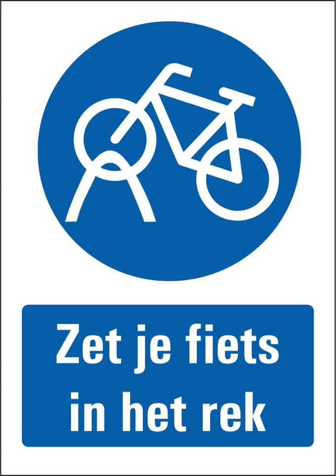 Fiets in rek plaatsen sticker 148 x 210 mm