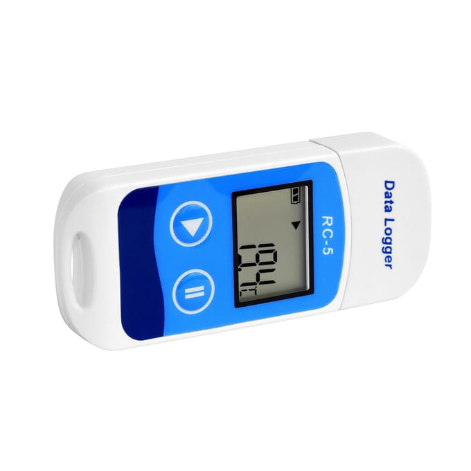 Temperatuurdatalogger Hoge nauwkeurigheid USB-datarecorder 32000 punten LCD-scherm IP67 Waterdicht white