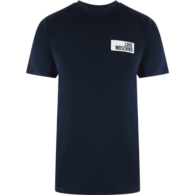 Ik Ben Dol Op Het Moschino Block Logo T-shirt In Marineblauw