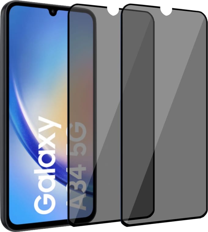 2x Geschikt voor Samsung A34 Privacy Screenprotector - Privé - Geschikt voor Samsung A34 Screenprotector - Glas