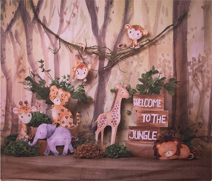 Clayre & Eef Achtergronddoek 180x210 cm Bruin Textiel Jungle