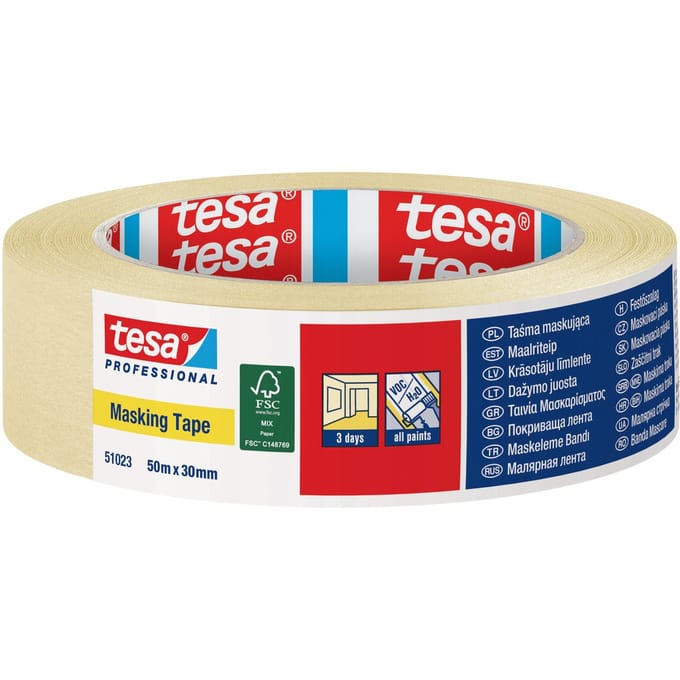 Tesa Papieren Afplaktape Universeel 30mm x 50m Crème