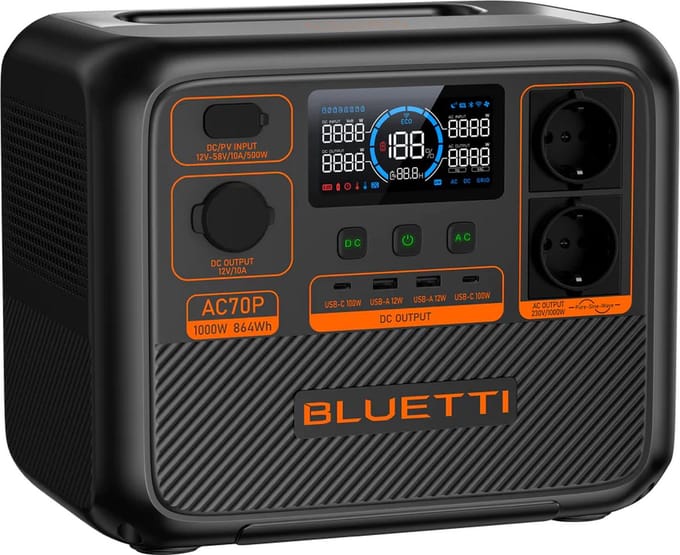 BLUETTI PowerOak AC70P - Portable Power Station - 864Wh