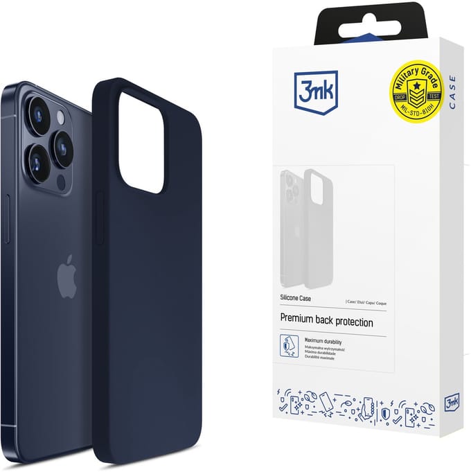 Apple iPhone 15 Pro Max - 3mk siliconen hoesje donkerblauw