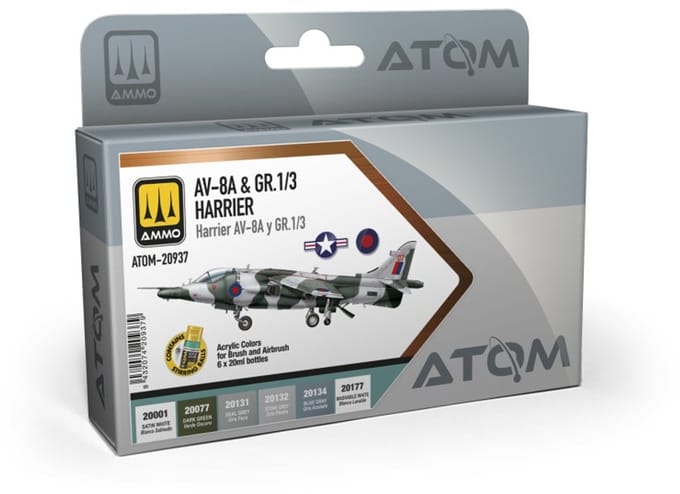 AMMO by Mig Jimenez Hobbyverf Acrylverf - MIG 20937 ATOM - AV-8A - GR.1/3 Harrier Kleurenset - Acryl Set 6x20ml Verf set - 6x 20 ml