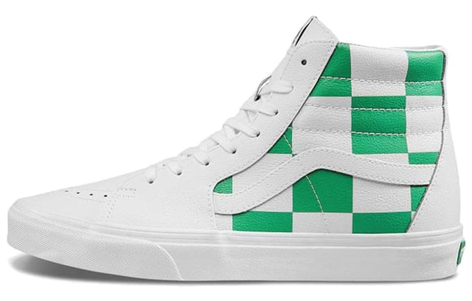 Vans Sk8-Hi 'Leather Check - True White Fern Green' 36