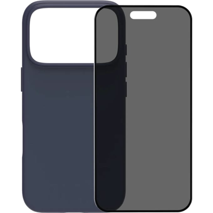 BlueBuilt Protective Back Cover met MagSafe iPhone 17 Pro Blauw + BlueBuilt iPhone 17 Pro Privacy Screenprotector Glas