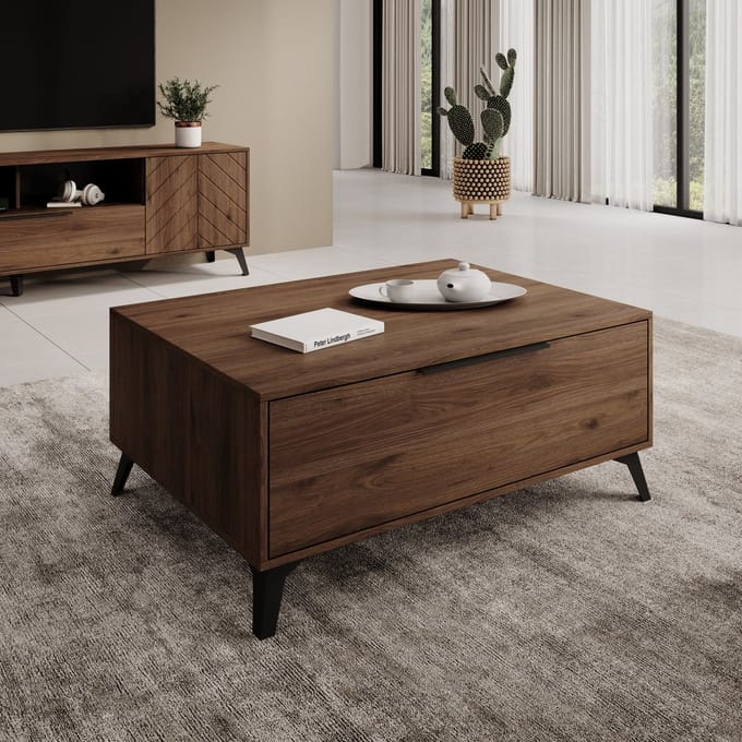Meubella - Xiano - Salontafel - Donker eikenpatroon - 104x75x45 cm