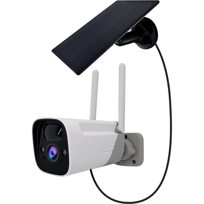 2MP WiFi Batterij Beveiligingscamera Draadloze 1080P Thuisbewakingscamera Buitenzonnecamera met wit