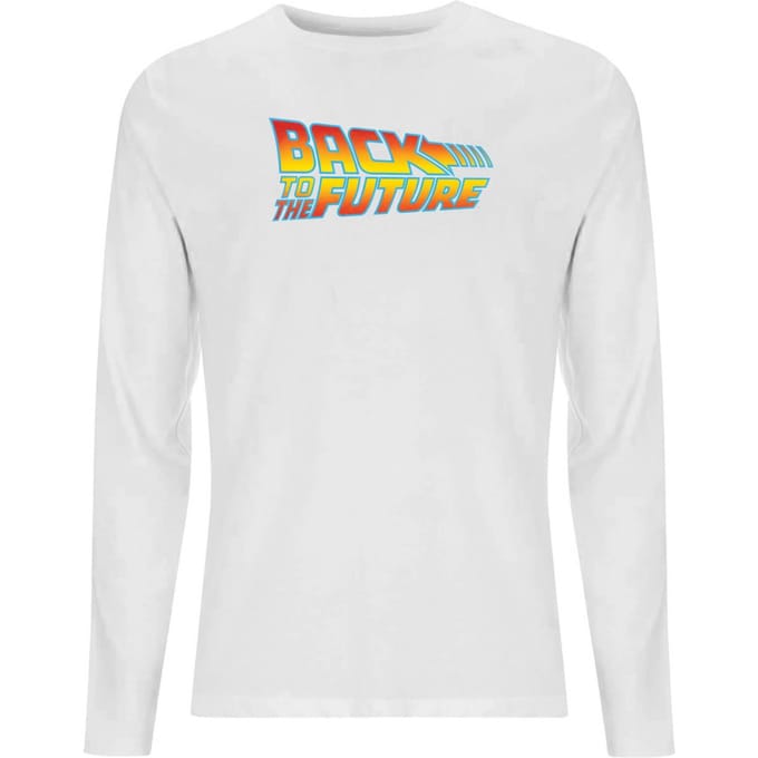 Back To The Future Classic Logo Men's Long Sleeve T-Shirt - White - M