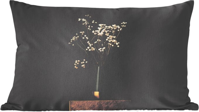 Sierkussens - Kussentjes Woonkamer - 60x40 cm - Bloembollen - Wit - Vaas - Minimalistisch