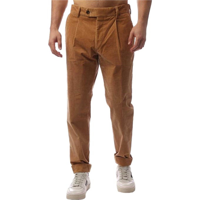 Boss Heren Perin Geplooide Opgerolde Broek (Beige)