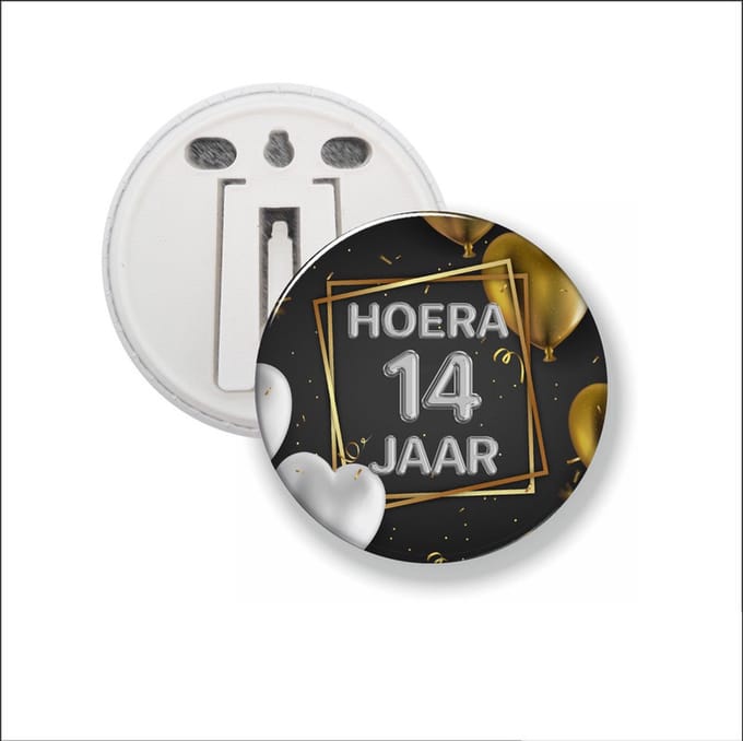 Button Met Clip 58 MM - Hoera 14 Jaar