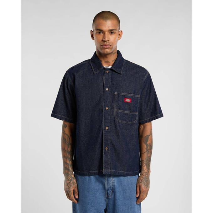 Dickies Denim Overhemd Met Korte Mouwen Blauw M Man