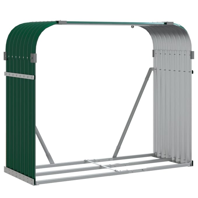 vidaXL - Haardhoutopslag - 120x45x100 - cm - gegalvaniseerd - staal - groen