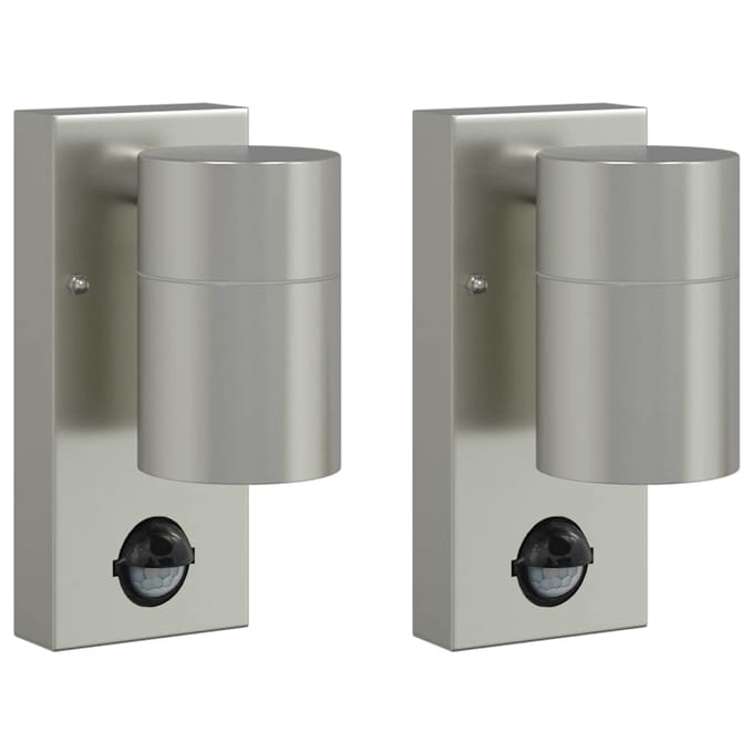 vidaXL Buiten Wandlamp 2 st Zilver 6,5 x 10,5 x 16 cm RVS en Glas
