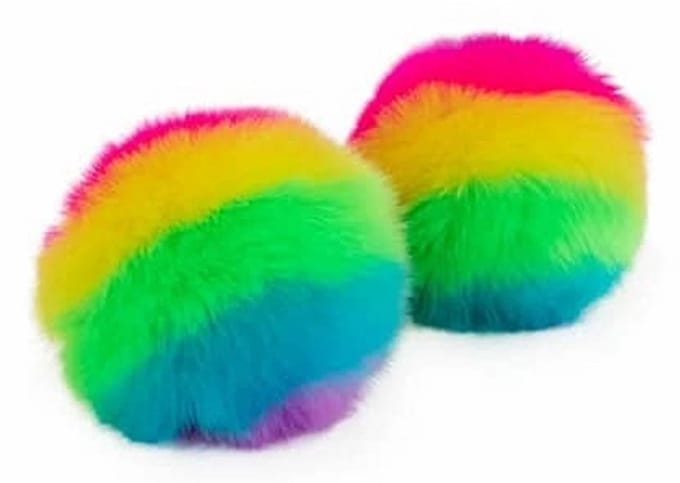 Fluffy regenboog stressbal - Speelbal - Soft density - Ø 7 cm - Multicolor