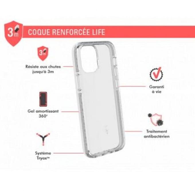 Force Case, Hoesje geschikt voor iPhone 12 Mini - LIFE Versterkt, Transparant