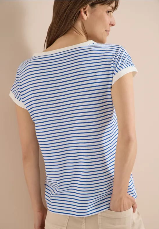 Shirt met boothals en strepen