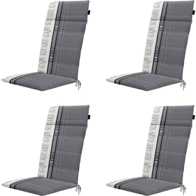 Madison - Tuinstoelkussen Hoge Rug Madison garden grey - Ca. 120x50 cm - Set van 4