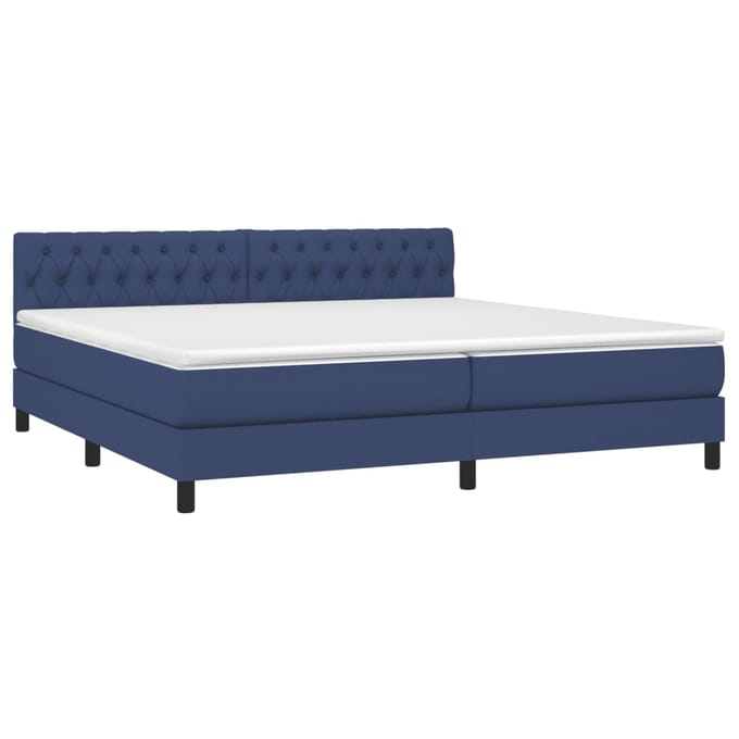 vidaXL - Boxspring - met - matras - en - LED - stof - blauw - 200x200 - cm