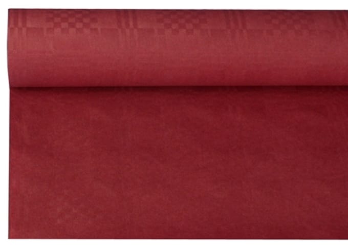 12x Tafelkleed papier met damastprint 8 m x 12 m bordeaux
