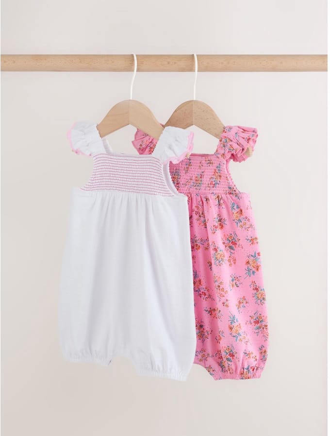 Next - Meisjes - Set van 2 jersey babyrompertjes - Roze